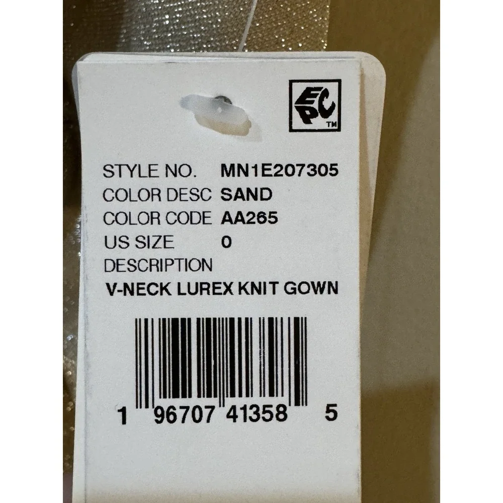 Aiden Maddox V Neck Lured Knit Gown Sparkle‎ Metallic Size 0 Adrianna Papell